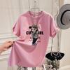 Large Version of Loose T-shirt for Women's Short-sleeved Pure Cotton Summer New Korean Version of Cute Girl Mid-length Top