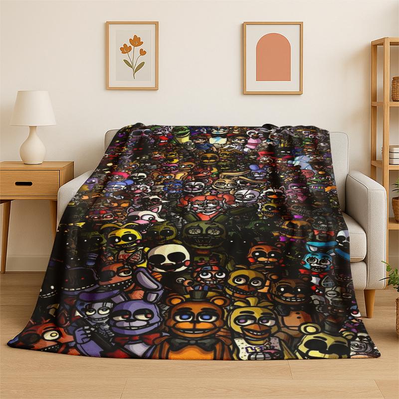 Classic F-FNAF Horror Game Freddy Flannel Blanket Soft Warm Throw Blanket for Bedroom Living Room Bed Travel Camping Picnic