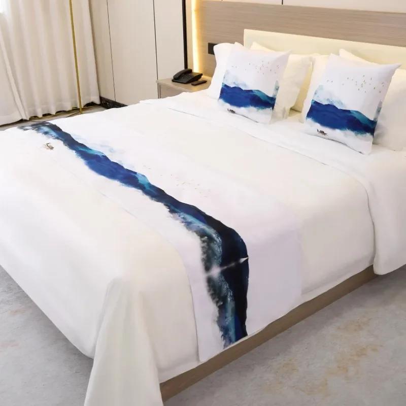 Solid color Bedspreads Bed Runner Double Layer Bed Flag Throw Bedding Single Queen King Bed Cover Towel Home Hotel Decorations