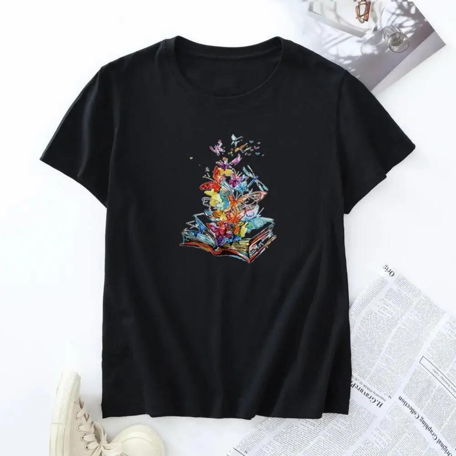 

JFUNCY Oversized Women s T-shirt Graphic T Shirt Women Short Sleeve Tee Top Summer Cotton Female Tshirt Harajuku Woman 1232 S чёрный