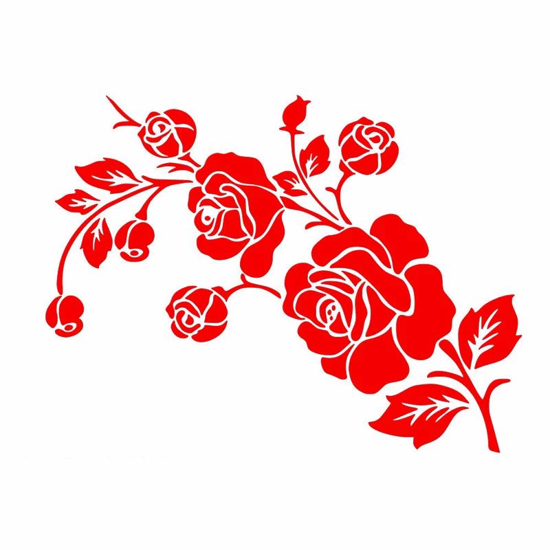 Autostickers Rozenbloem Decals Motorfiets Decal Decoratie Accessoires Waterdicht Zonnescherm Dekking Krassen PVC, 20-40cm 35cm rood