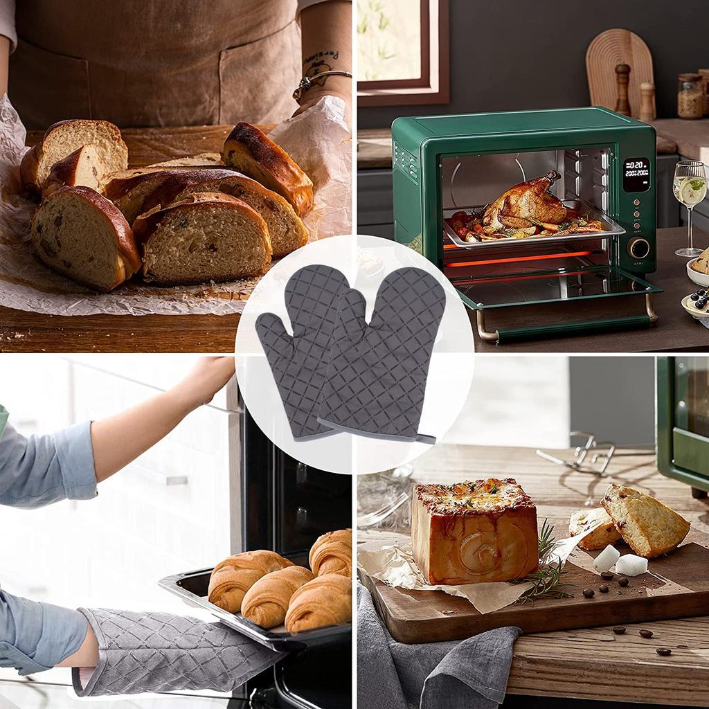 Rinimie Isolierte Ofenhandschuhe Hitzebeständig Sicher für Mikrowellen und Einfach Anzuziehen und Hitzebeständig bis zu Set von 4 Handschuhen, Hitzebeständig