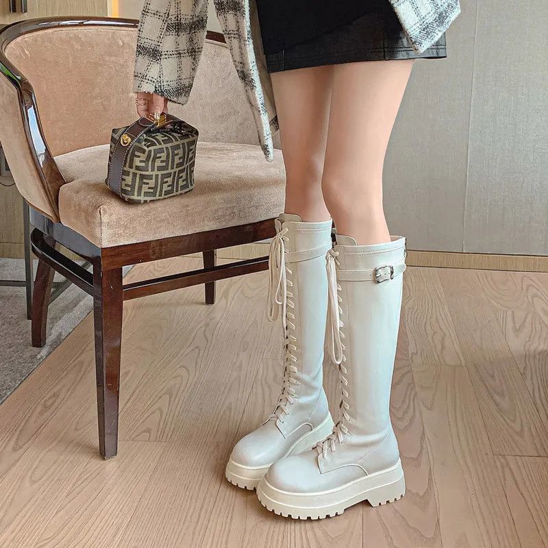 Long boots women's British style thick-legged knight boots fat mm big tube circumference high boots slim fashion ins trendy women's boots