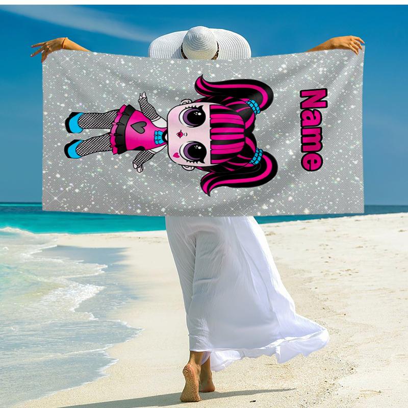 Custom Name Ultra-Soft Beach Towel with LOL Surprise Theme,Ideal for Pool - Camping, Diving - Perfect Travel Essential, Vibrant Beach Towel.