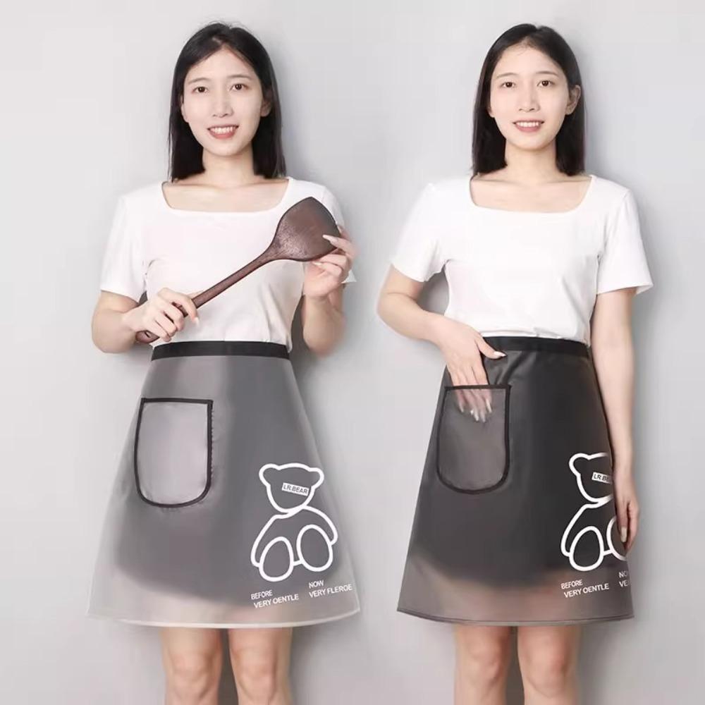 

Waterproof Half-length Apron Large Pockets Kitchen Aprons Fashion Cooking Work Clothes коричневий