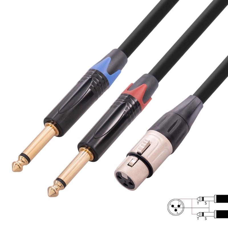 XLR Female to Dual 1/4 inch Y Splitter Cable,Female XLR to Double 6.35mm Mono TS Plug Mic Audio Converter Adapter Cord