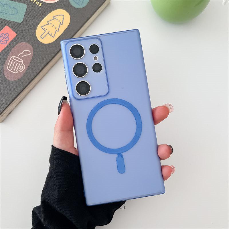 Luxury Ice Mist Magnetic Skin Sensitive Phone Case for Samsung S24 Ultra S23 Plus S22 All-inclusive Fall Protection Cover