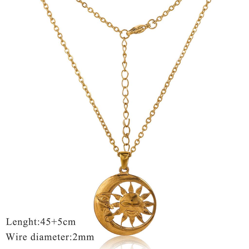 Sun Pendant Necklace, New Light Luxury Retro High-end Necklace Gift.