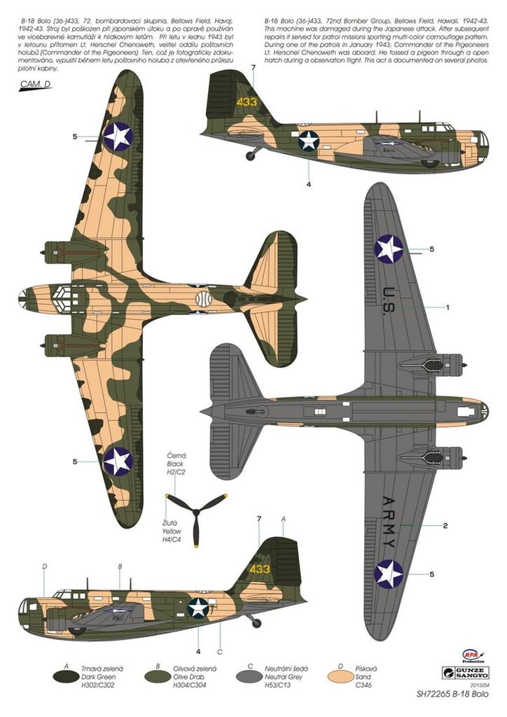 Special Hobby Maßstab Amerikanischer Douglas Bolo Kriegstarnung Plastikmodellbausatz SH72265 1/72 B-18 Zweimotoriger Bomber, Farbe, (Flugzeug)