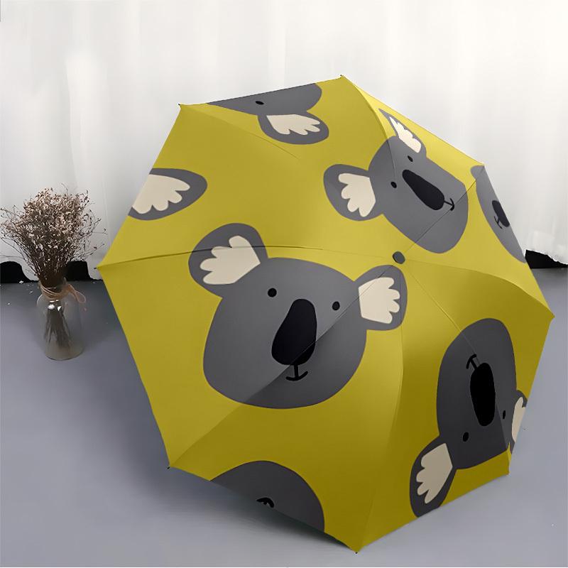 1pc Koala Print Automatic Folding Umbrella, Portable & Foldable Design with 8 Ribs, Casual Outdoor Accessory Halloween and Christmas gifts y