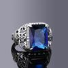 CopperRings Sapphire Zircon Women Hollow Out Design Fine Jewelry Bridal Wedding Engagement Ring Accessory