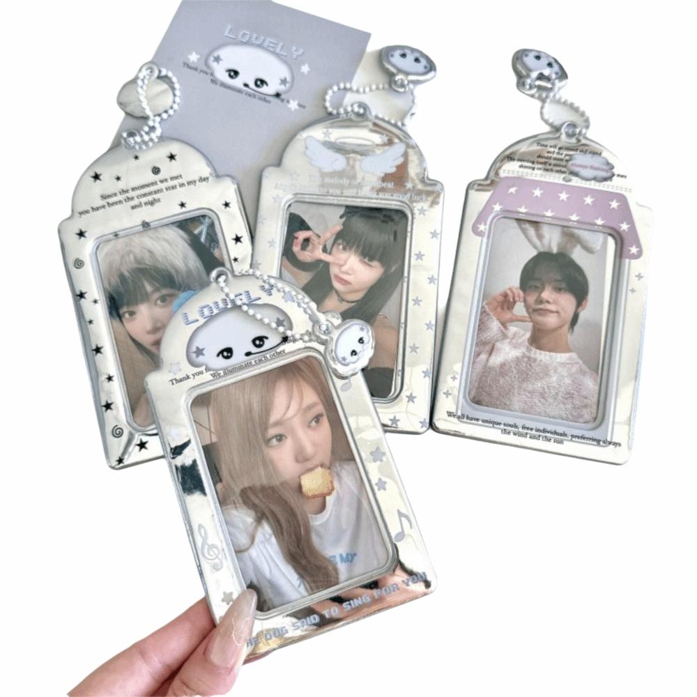 High Quality 3 Inch Kpop Photocard Holder Picture Display Pendant Idol Photo Frame PVC Silver Card Holder