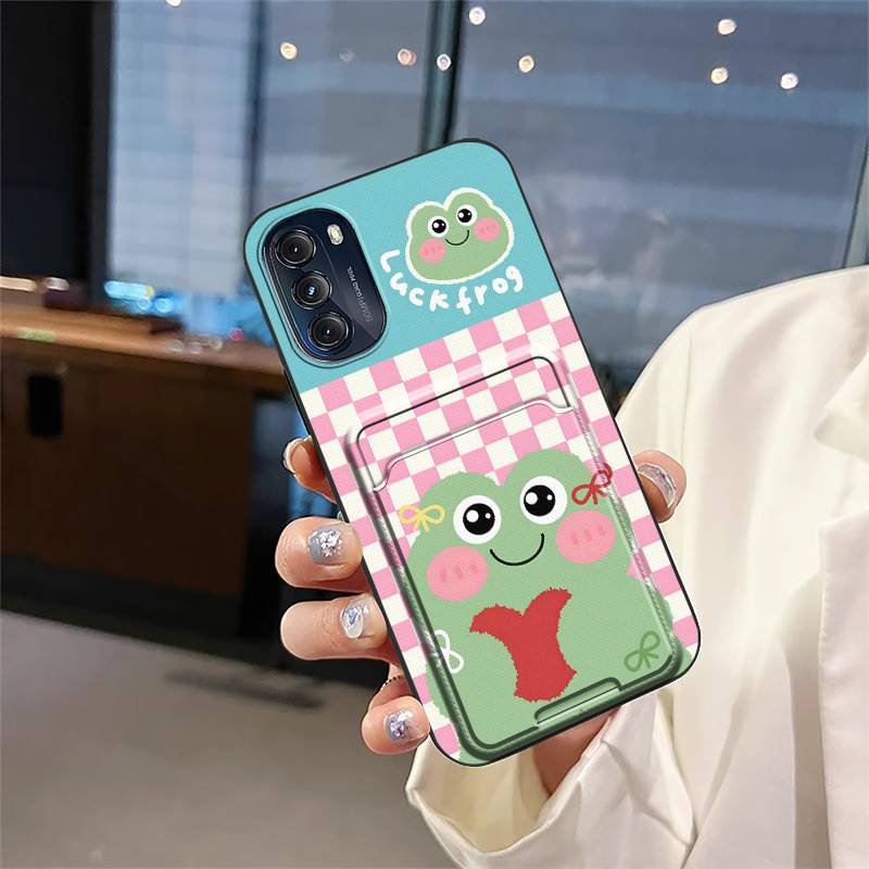 Dirt-resistant Cartoon Phone Case For MOTO G 5G 2022 Cute Durable Shockproof Full wrap Card slot Card bag Graffiti Cover