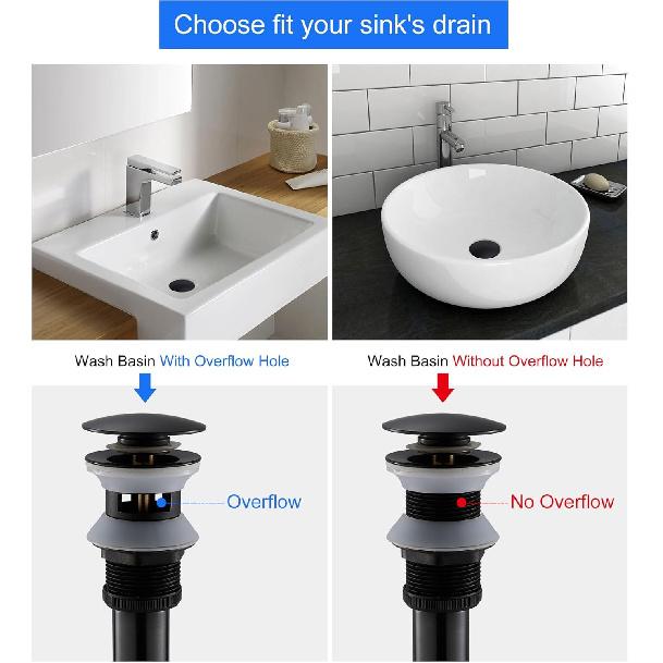 MENATT Stainless Steel P Trap with Bathroom Sink Stopper, 1-1/4 Sink Drain Bottle Trap Set with Overflow - Adjustable Height,Complete Basin Sink