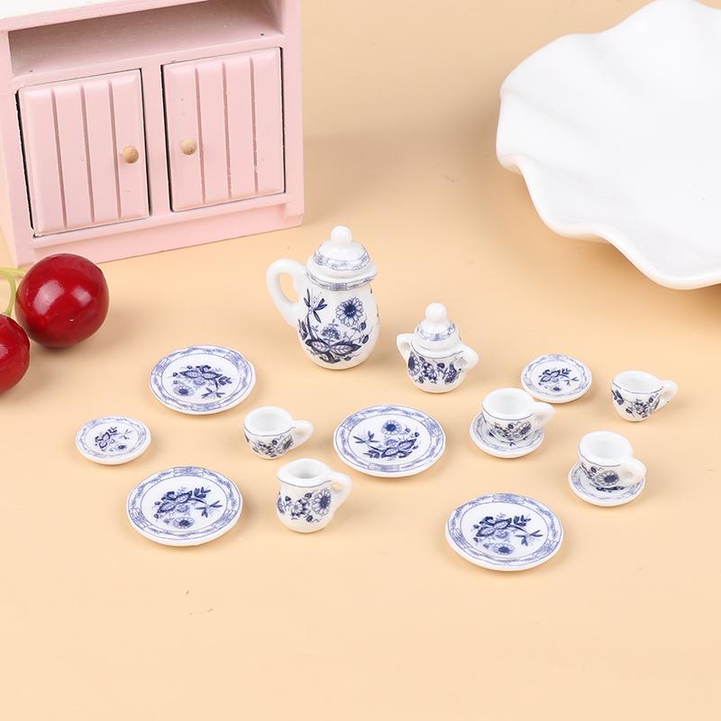 1 Sada 1:12 miniaturních porcelánových keramických čajových šálků domeček pro panenky Nádobí Kuchyňka domeček pro panenky Čajová konvice kutily
