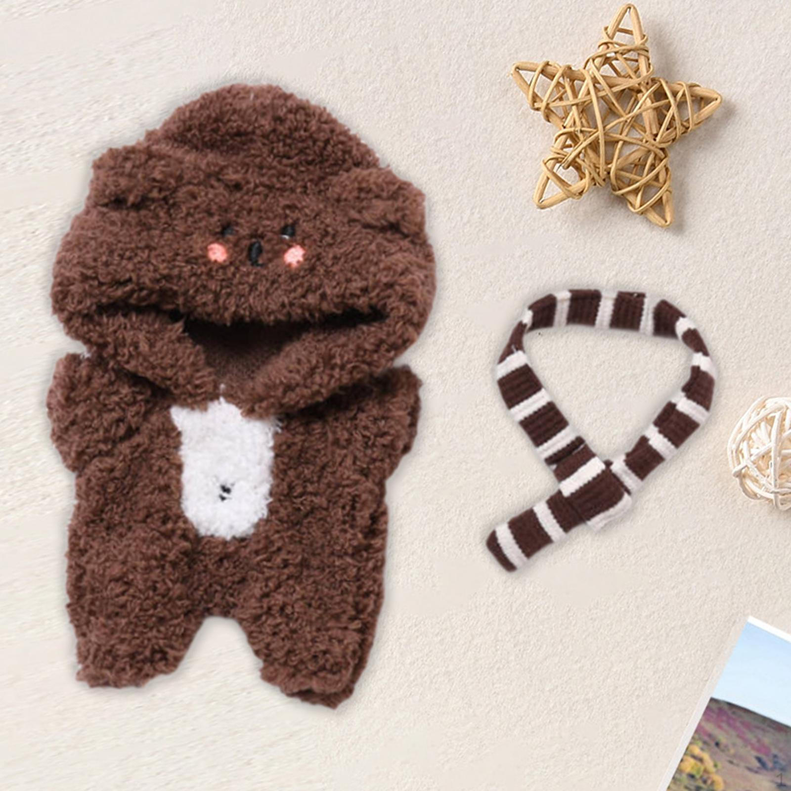 

17 см комплект одежды для куклы с шарфом для плюшевых игрушек, аксессуары для одежды 6,69 дюймовые куклы коричневый