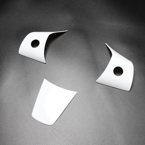 For Tesla Model 3/Y - Car Matte White Interior Steering Wheel Cover Trim