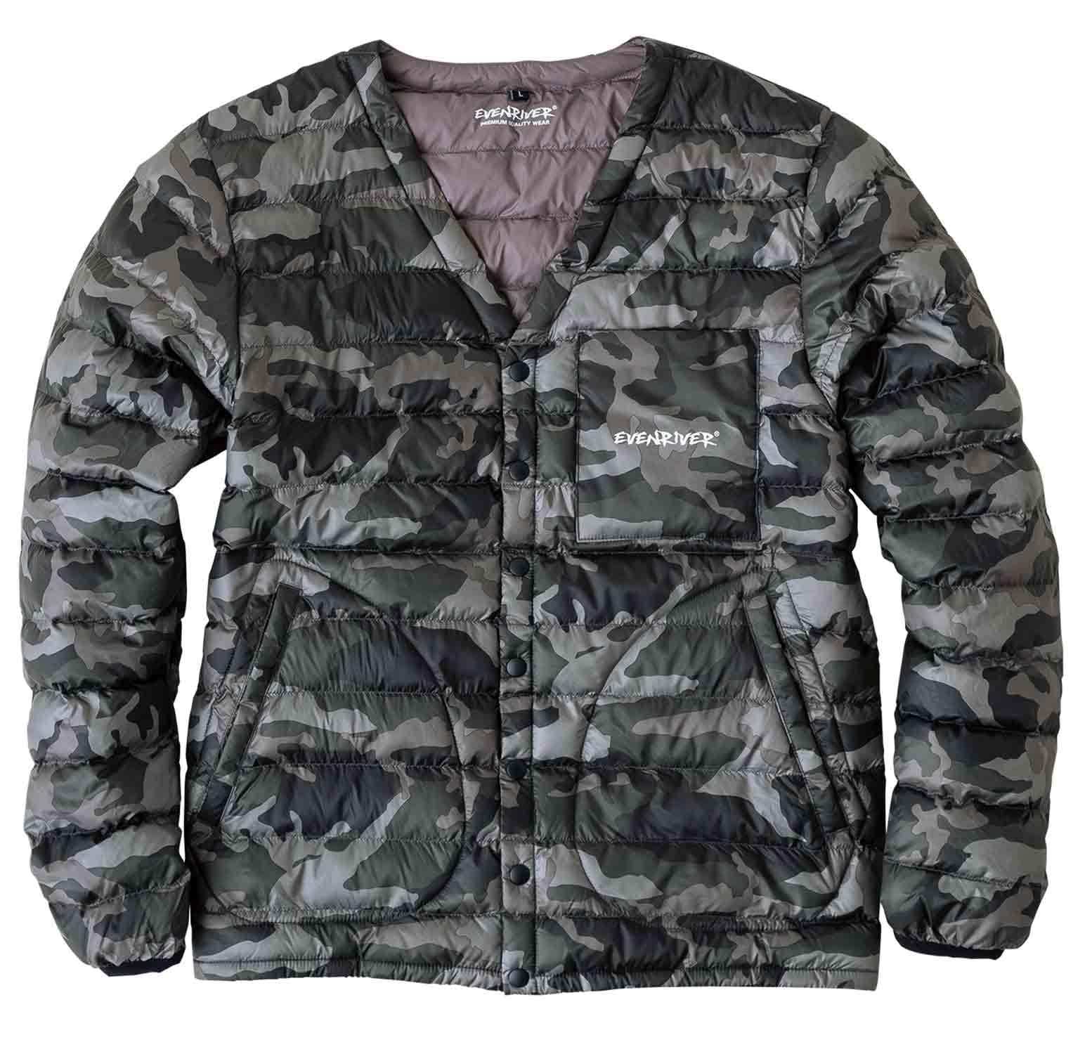 

EVEN RIVER Fiber Down Jacket, Autumn/Winter, Camo Grey, R127, Size 45, LL