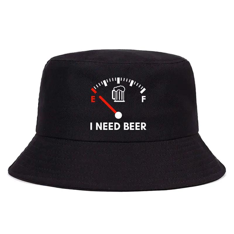 Zealous Sole Women's I Need Beer Reversible Bucket Hat Woman Man Outdoor Sun Beach Summer Panama Hats Girl Boy Sport Casual Fisherman Caps Visor Caps 56-58Cm