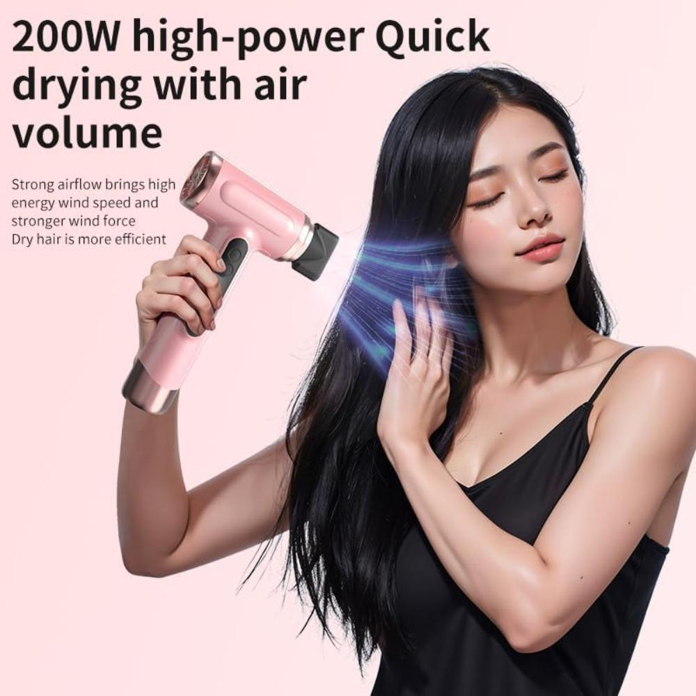 Cordless Hair Dryer, 15000mAh Rechargeable Blow Dryer 200W Battery Operated Hairdryer with 3 Adjustable Wind Modes and Display Screen