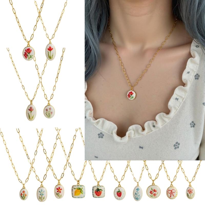 Adjustable Flower Pendant Necklace For Everyday Wear Dainty Handmade Clavicle Chain Fashion Jewelry Gift For Her