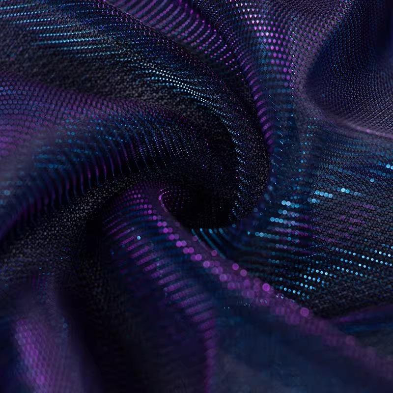 Party Dress Fabric Shiny Flashing Mesh Light Fabric Rridescence Mesh Magic Color for DIY Wedding Dress Cosplay Material