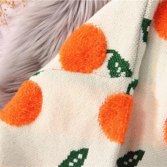 2025 Autumn Winter Sweaters Pullover Cherry Pattern Long Sleeve Sweater Women Turtleneck Knitted Jumpers Sweater Mujer