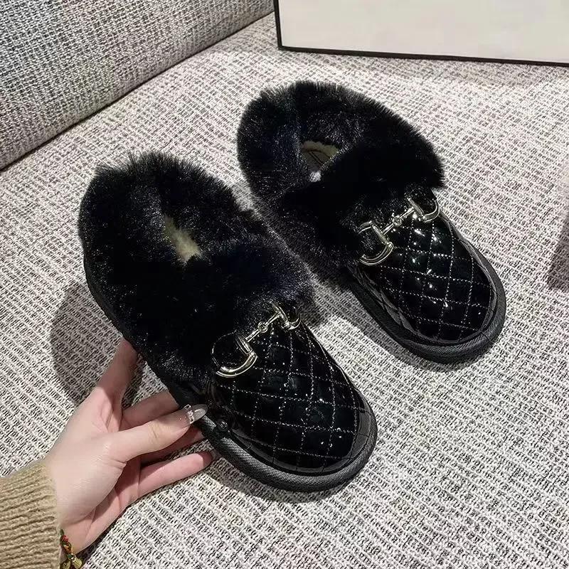 Fashion 2024 New Women's Snow Boots Plush and Thickened Low Barrel Cotton Shoes Women's Winter Korean Warm Short Boots Slip On Loafers