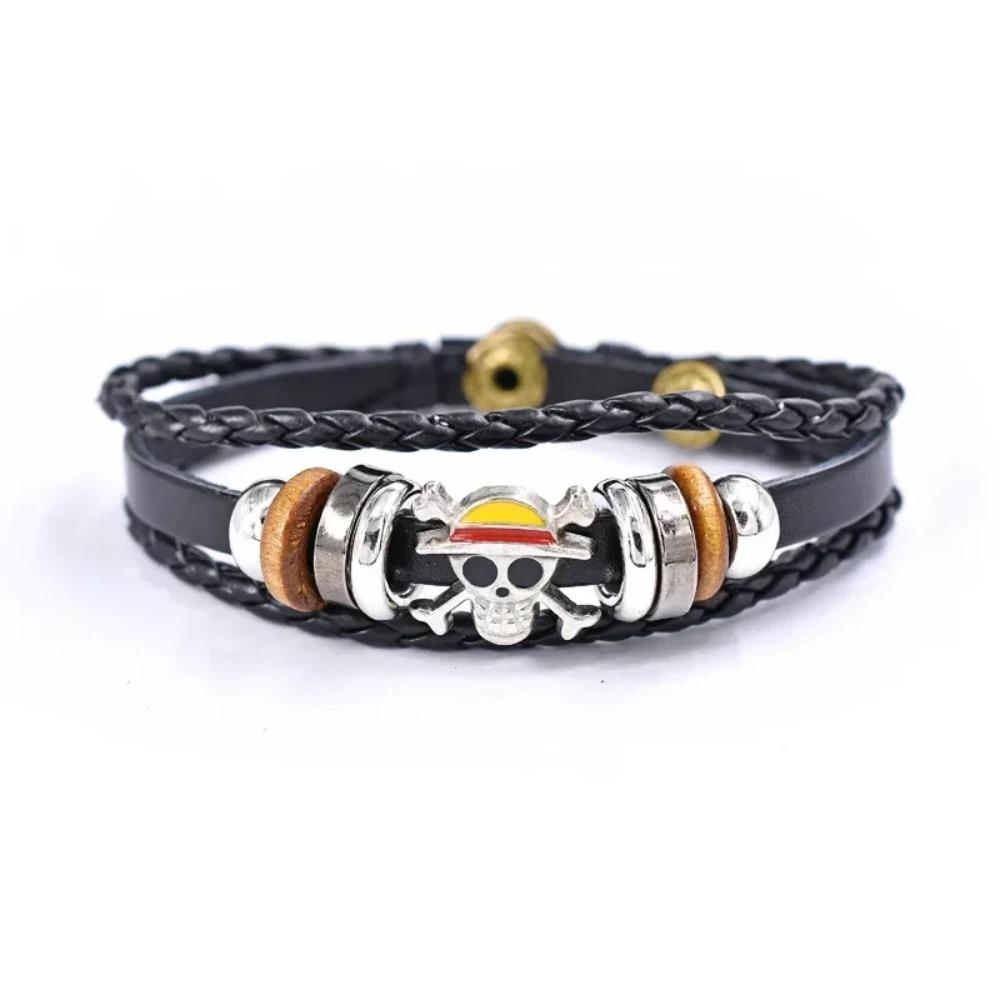 One Piece Luffy Armband Vintage Läder Anime Cosplay Stråhattspirater Födelsedagspresent