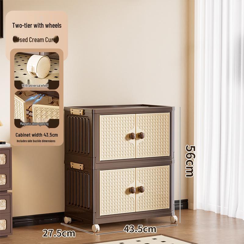 Vintage-Style Double Door Folding Storage Cabinet for Clothes