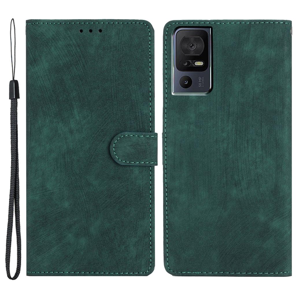 For TCL 40 SE Case with Wrist Strap Skin-touch Wallet Leather Phone Cover