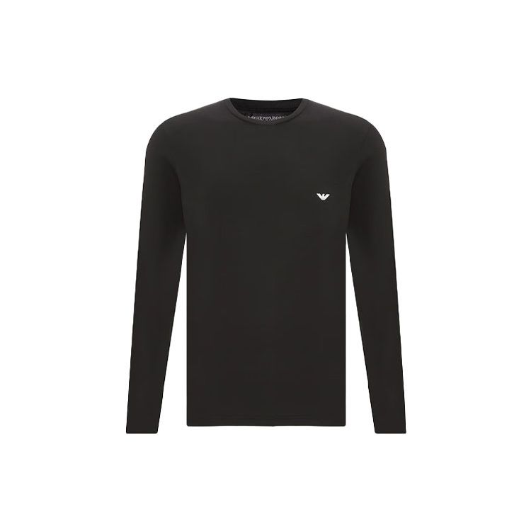 Emporio Armani Effen Kleur Ronde Hals Trui Lange Mouwen T-shirt Heren tops Zwart 111023-CC729-00020 L