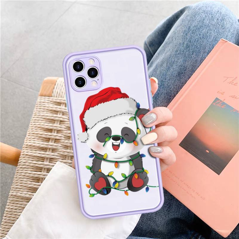 Cute Panda Phone Case for iPhone X XR XS 7 8 Plus 11 12 13 Pro MAX 13mini Translucent Matte Case