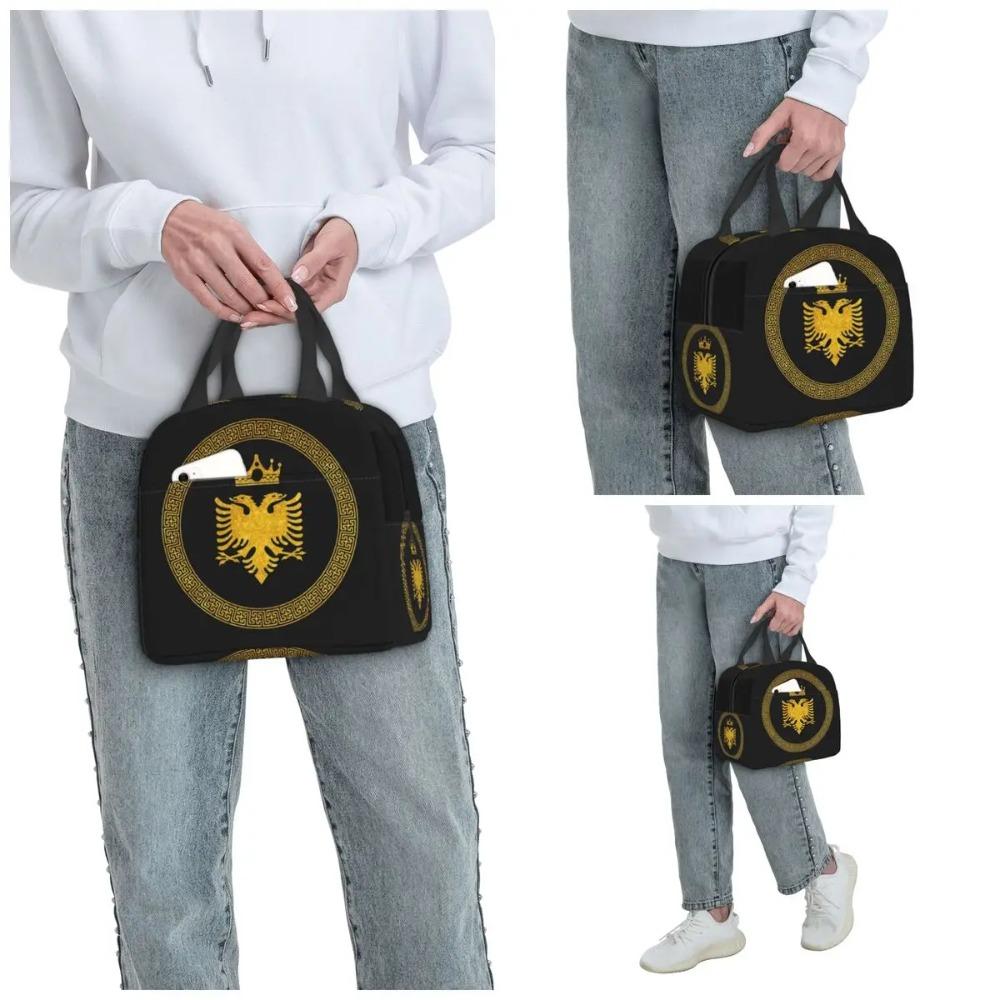 Albania Flag Insulated Lunch Bag for Kids School Cooler Thermal Food Box Tote Leakproof Lunch Boxes Container