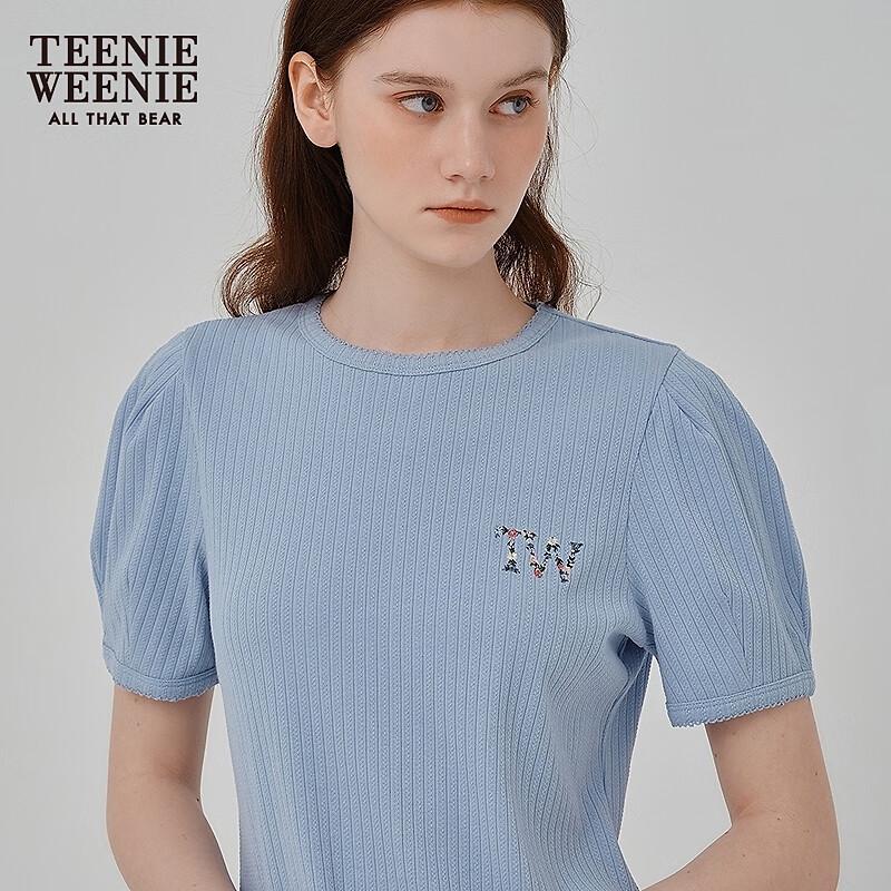 Teenie Weenie Women's 2025 Summer Bear Embroidered A-Line Short Sleeve Dress