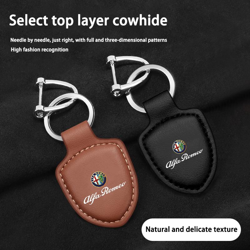 For Alfa Romeo 159 156 147 Mito Giulia Giulietta Tonale Accessoriess Car Shield Leather Keychain Key Ring Pendant Holder Gift