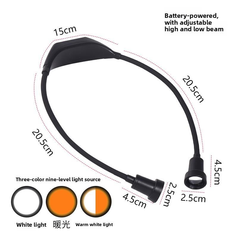 Wiederaufladbares/Batteriebetriebenes Tragbares LED-Leselicht 3 Farben 9 Helligkeiten Umhängbar Flexibler Arm Nackenleselicht