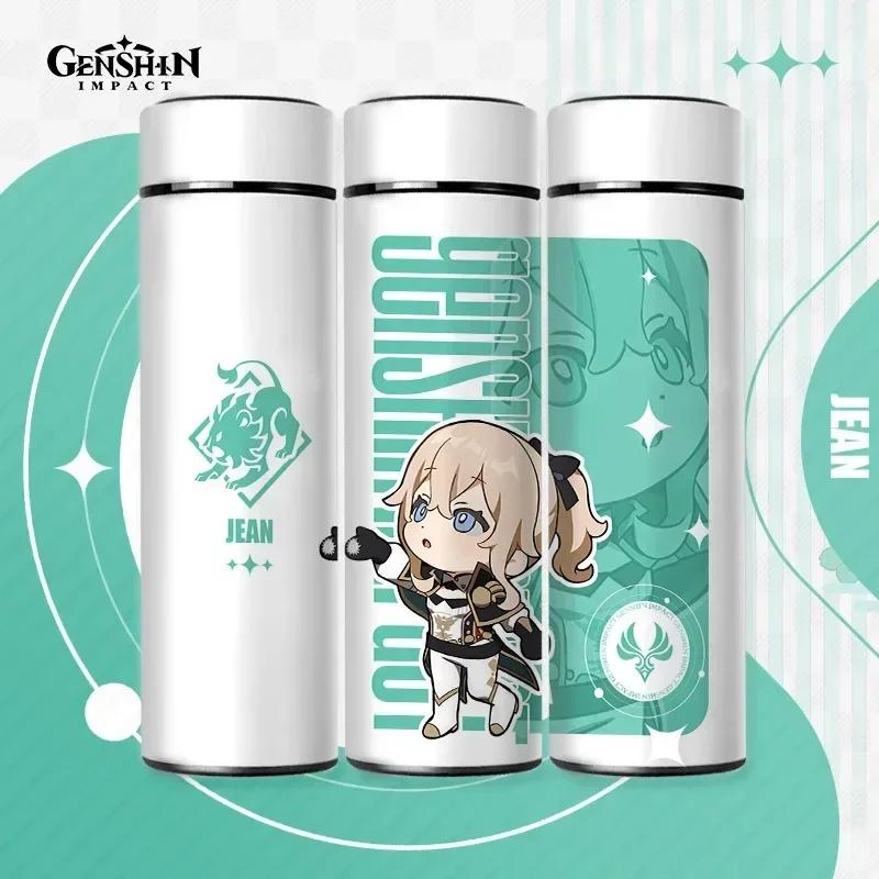500ml Genshin Impact Thermo Bottle Stainless Steel Kawaii Anime Insulated Cup Water Zhongli Temperature Display Thermos Bottle