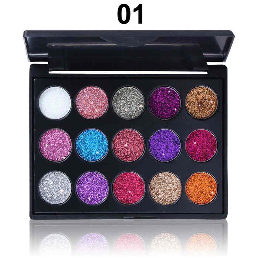 15 Colors Sequins Eyeshadow Palette High Gloss Shimmer Eye Shadow Waterproof Cosmetic