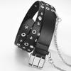 Metal Star Rivet Belt PU Leather Y2K Belt Vintage Double Row Buckle Waistband  Female