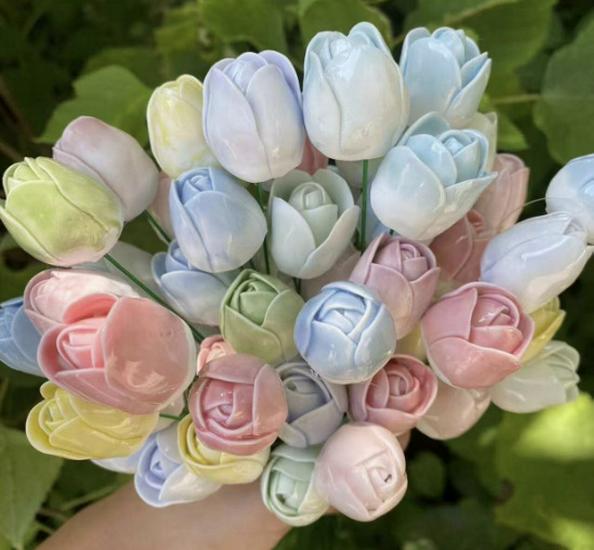 Handmade High-Temperature Ceramic Flower Bouquet Ornament