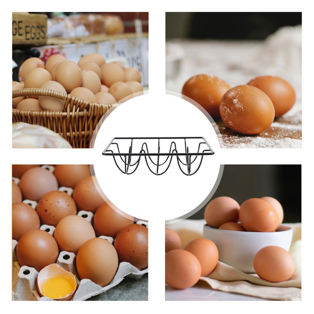Ciieeo 6-Grid Wire Egg Rack, Black Iron Egg Holder with Dispenser Storage, Egg Display Tray for Kitchen