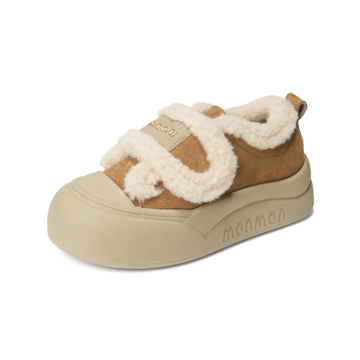 

Зимние бархатные повседневные кеды на платформе с липучками и большим носком, сохраняющие тепло, милые туфли-лодочки с круглым носком для женщин 40 жёлтый