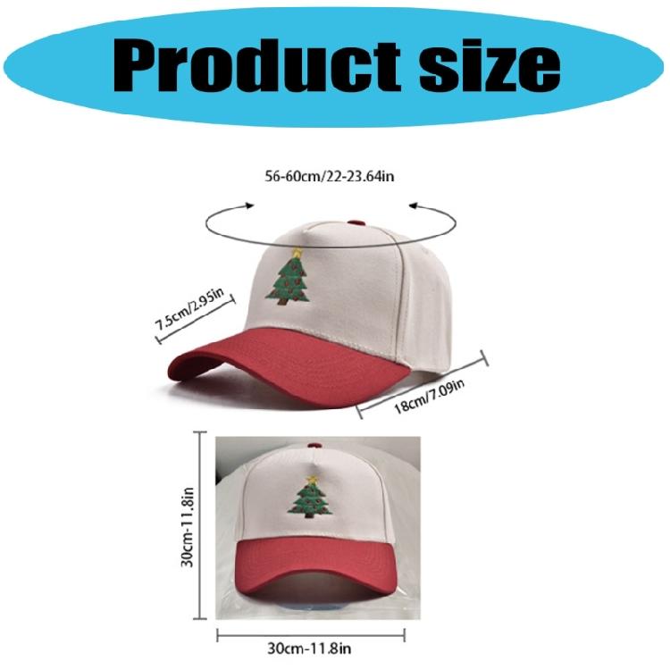 Flexible Color Block Cotton Baseball Cap With Embroidery Christmas Tree Pattern Unisex Casual Sun Protective Headwear