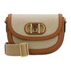 Canvas Leather Saddle Crossbody Bag with Gold Logo Hardware for Daily Use
