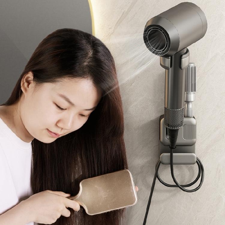 Bathroom Hair Dryer Station Wall Mounted Self Adhesive Hairdryer Rack Hair Straightener Storage Stand for Home and Salon