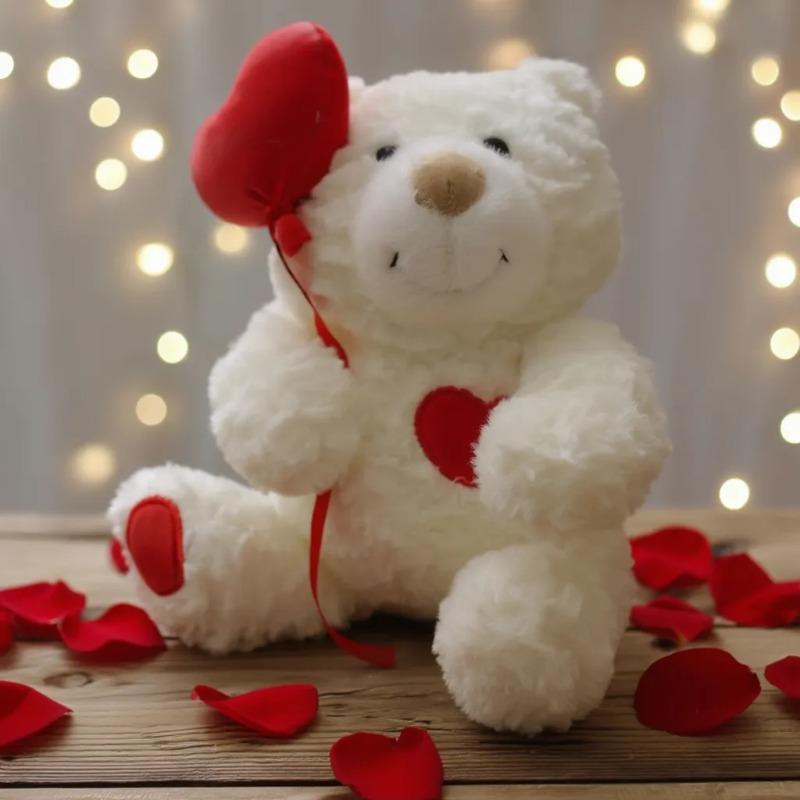 Love Heart Bear Plush Toy Stuffed Animal Cute Wedding Proposal Anniversary Valentine‘s Day Gift for Girlfriend Wife Party Decor