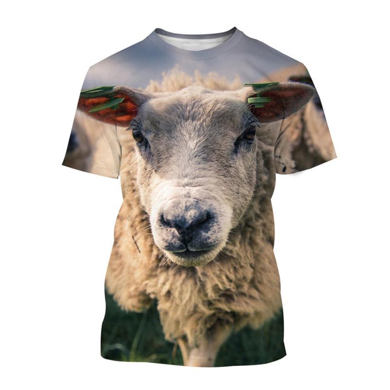 

Футболка с забавным принтом в виде овцы 3D для мужчин и женщин, летняя повседневная футболка с коротким рукавом и круглым вырезом, уличная одежда, топы, футболки, мужская одежда M