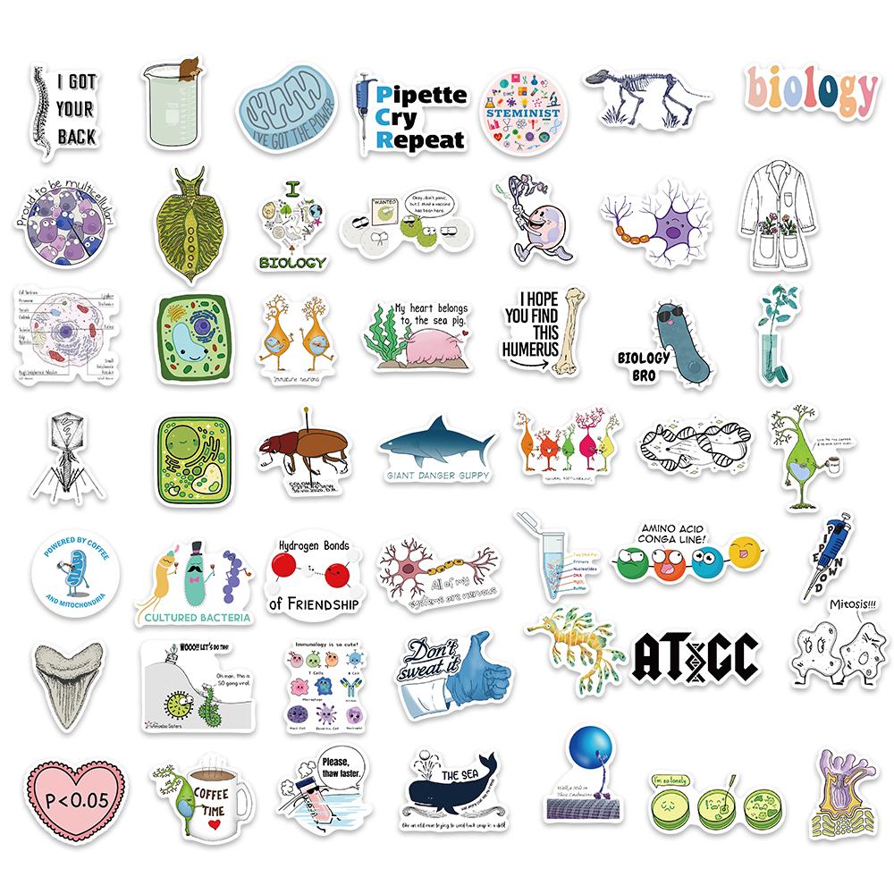 50Pcs Biology Style Stickers For Kids Scrapbook Diary Luggage Laptop Phone Sticker Toys Funny Graffiti Life Science Decals
