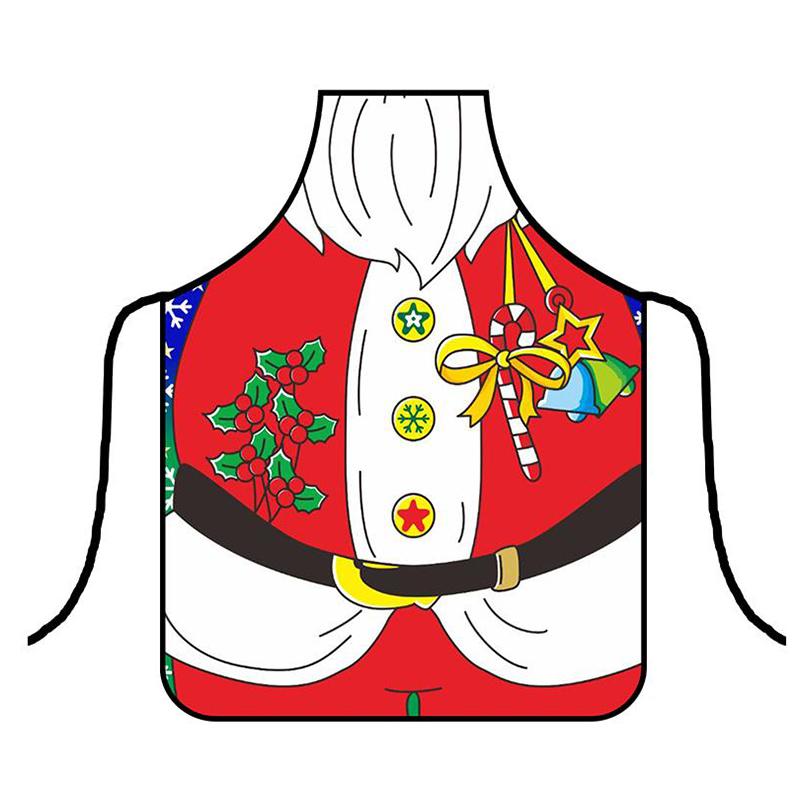 1PC Santa Claus Theme Baking Christmas Apron Home Cooks Apron for Cooking Funny Cartoon Printed Dress-Up & Role Play Unisex